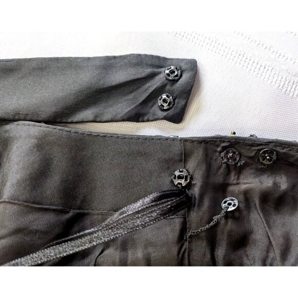 TIBI NY Charcoal Gray 100% Silk Jewel Embellished Cap Sleeve Mini Dress Size 4 - Picture 8 of 10